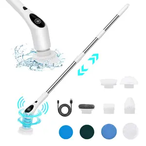 Electric Spin Scrubber, 2024 Upgrade Cordless Shower Scrubber with 9 Replaceable Brush Heads and 3 Adjustable Speeds, LED Screen and Extension Handle,Power Cleaning Brush for Bathroom Tub Grout Floor