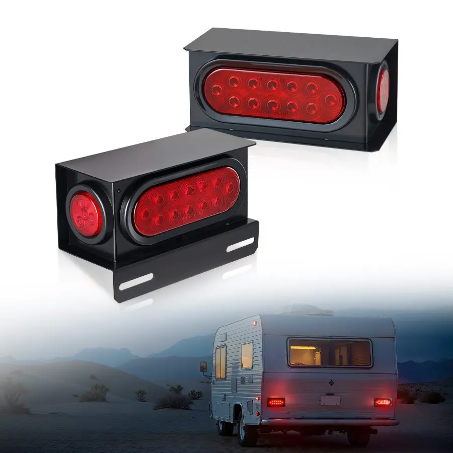 【toolupgrade】VEVOR 1 Kit LED Trailer Rear Lights, 10-30V LED Blinker Kit with Stop, Brake, Turn, Tail & Clearance (Side) Lamps, Waterproof Left & Right Tow Lighting for Boats, Campers