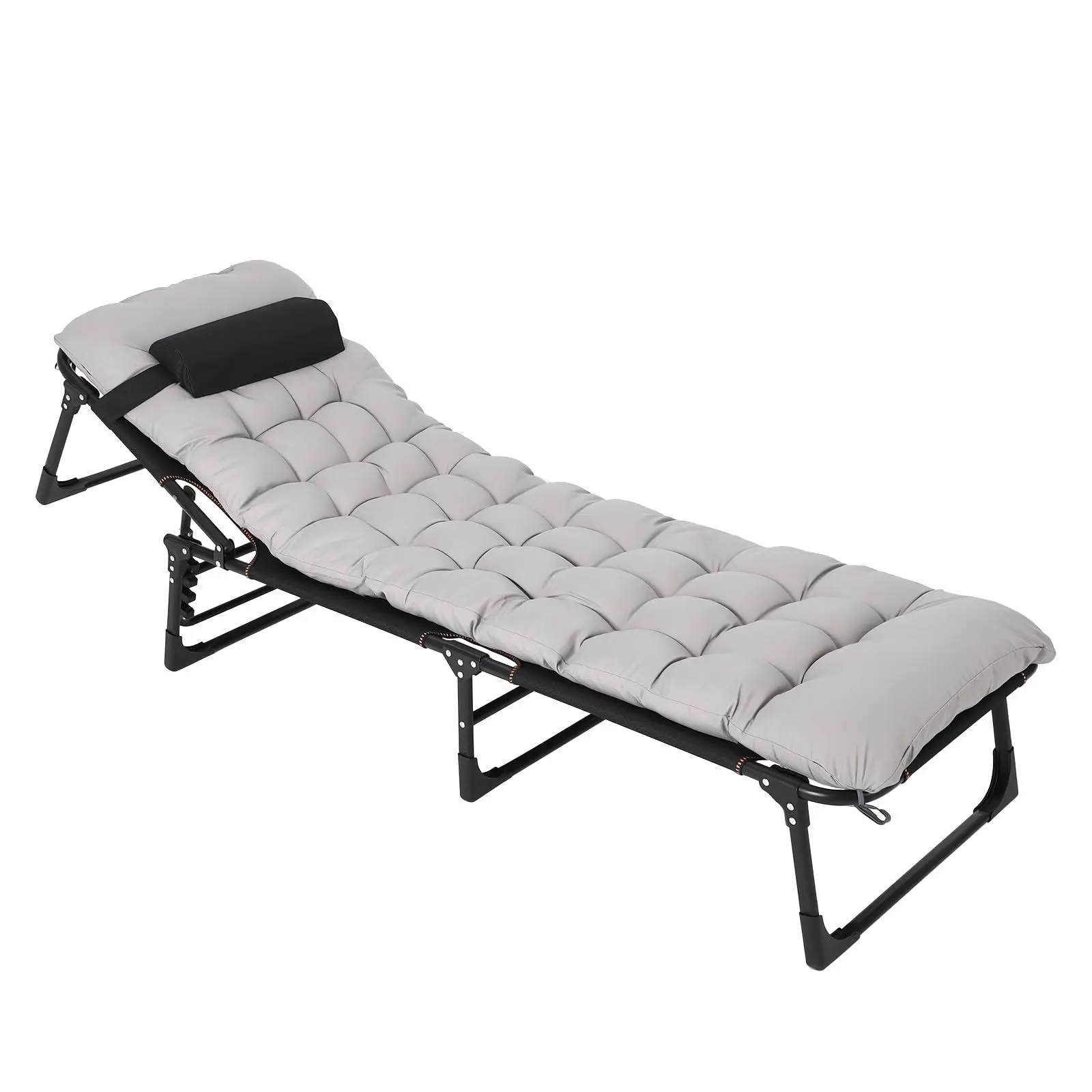 GARVEE Full Length 66.9-Inch Tri-Fold Adult Camping Cot, Heavy-Duty 900-Lbs 8-Leg Iron Frame Folding Bed with 3CM Cotton Pad & Pillow, 1200D Oxford Cloth Portable Cot for Indoor/Outdoor (Sun Dry Clean Compatible)