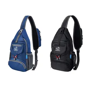 WATERFLY Packable Small Crossbody Sling Backpack with Side Pouch for Hiking Traveling Ideal Daypack for Shoulder Chest Carrying