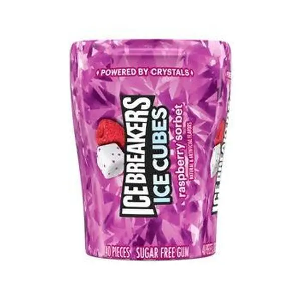 Ice Breakers Cubes Raspberry Sorbet Gum Bottle Pack 3.24oz 6ct Tray