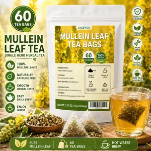 LVSEFOD Premium Mullein Tea Bags, 3.17 Oz (1.5g X 60 Bags), Made With Natural Mullein And Corn Fiber. Provides Breathability Support And Is Perfect For Afternoon Tea. Also Makes A Great Gift.
