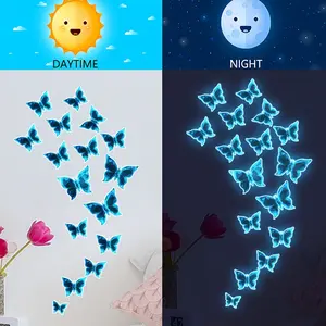 A new blue luminous butterfly wall sticker (10*10cm) for living room and bedroom background decoration, blue light wall sticker, switch sticker, Wall Decal (YCL2005-Q)