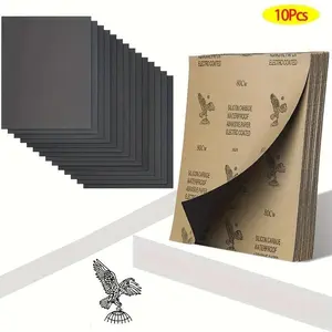 10pcs Sand Paper Pack for Wood Metal Sanding, Wet Dry Sandpaper 60/80/120/240/320/600 Grits