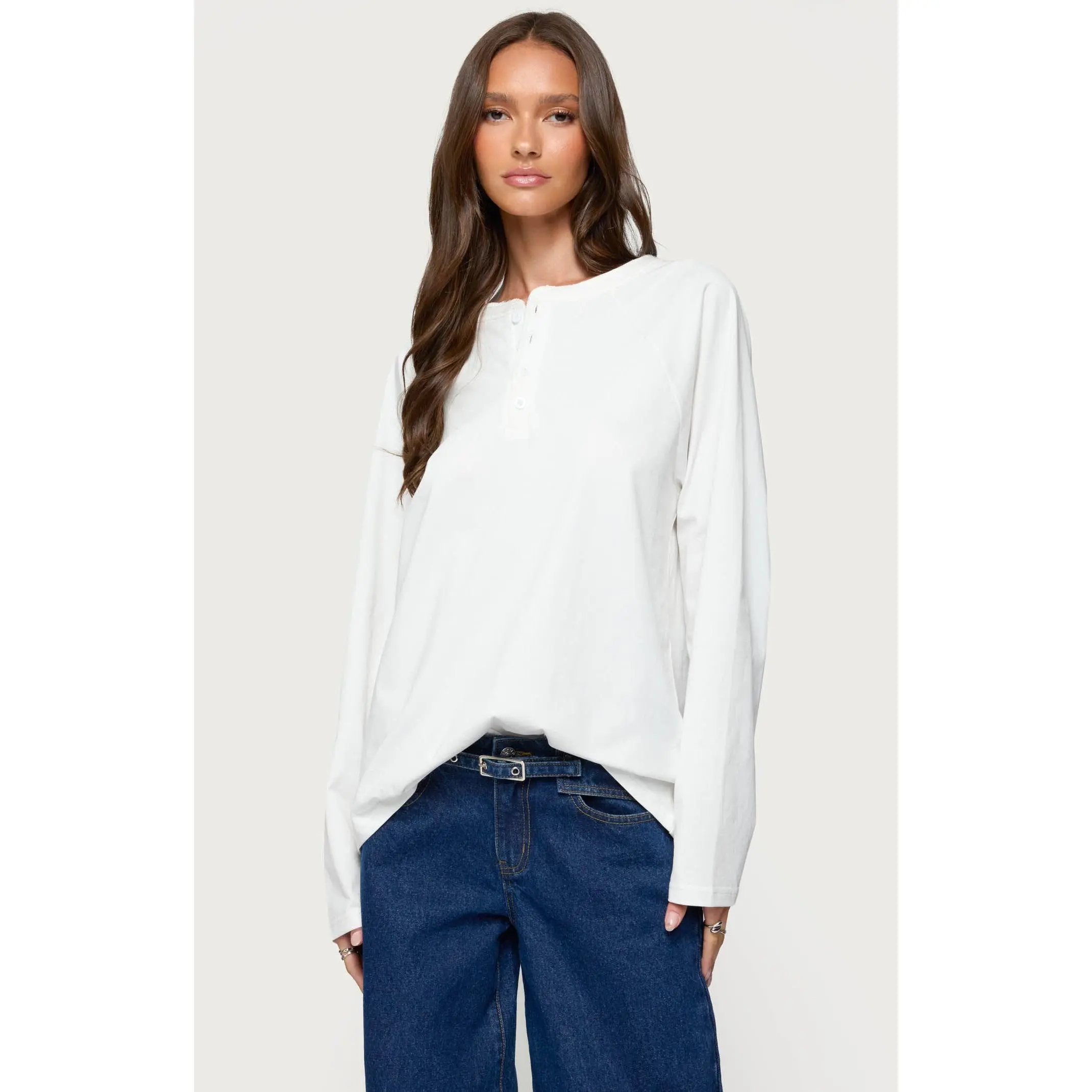 Edikted Women's Cyrus Henley Oversized Top