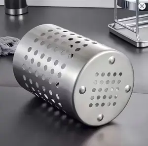 1/2 piece stainless steel cylindrical chopstick cutlery storage box suitable for home kitchens, restaurants, and dormitories