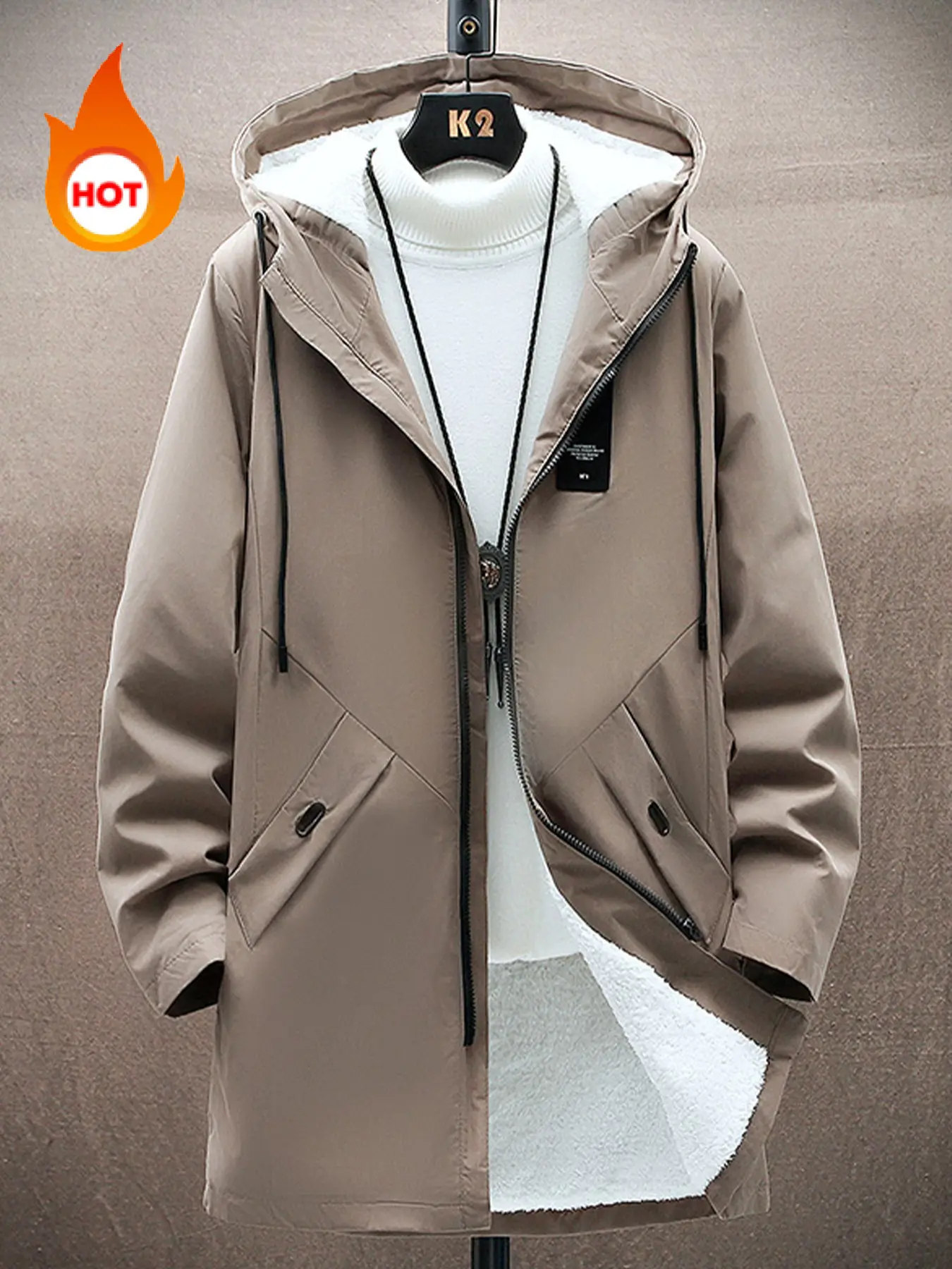 Men's Thick Fleece Lined Jacket, New Style Outdoor Sports Coat for Autumn Winter, Ideal for Hiking Running Activities