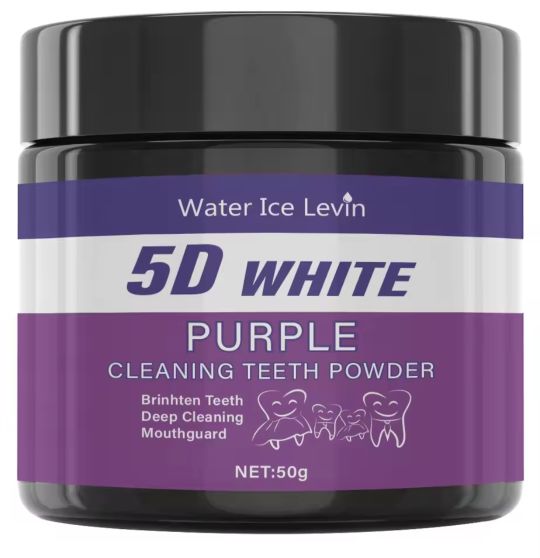 Purple teeth cleaning powder - sulfate free, deep cleaning and polishing, whitens teeth in 5 days Toothbrush