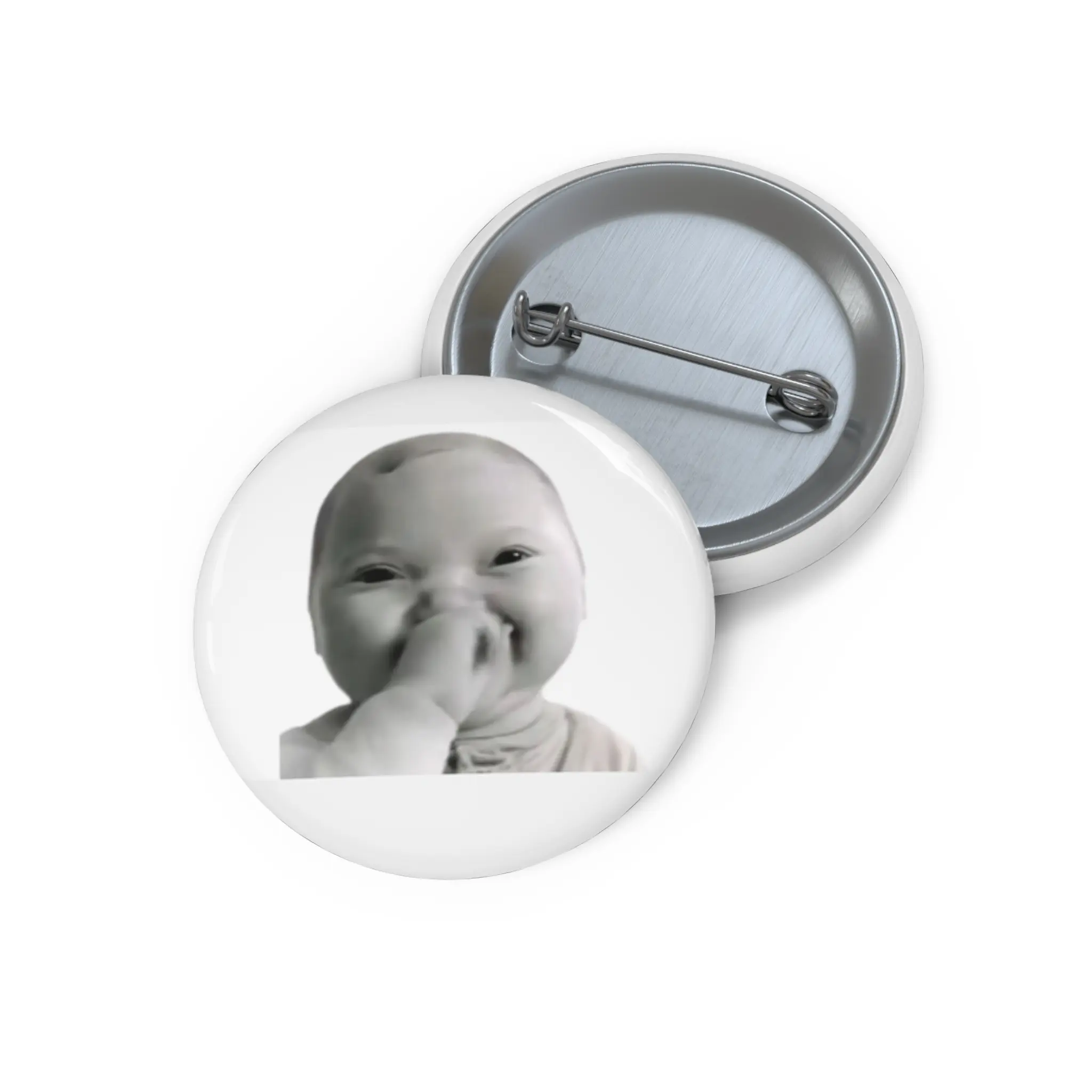 Smiling Baby Face Pin Button | Custom Photo Button, Baby Portrait Badge