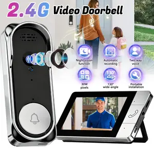Anti-Package Theft Video Doorbell with 4.3" HD Monitor, 130° Wide View, Night Vision & 2-Way Audio, 2.4G Wireless, No Subscription, Easy Installation