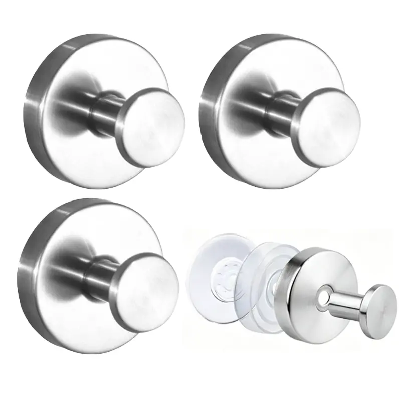 4 Units Suction Cup Hooks Bathroom Accessories home essentials for Shower Bathroom Kitchen, Wood Door, Glass Door, Mirror, Tile – Loofah, Towel, Coat, Bath Robe Hook Holder for Hanging up to 10 lbs with Waterproof
