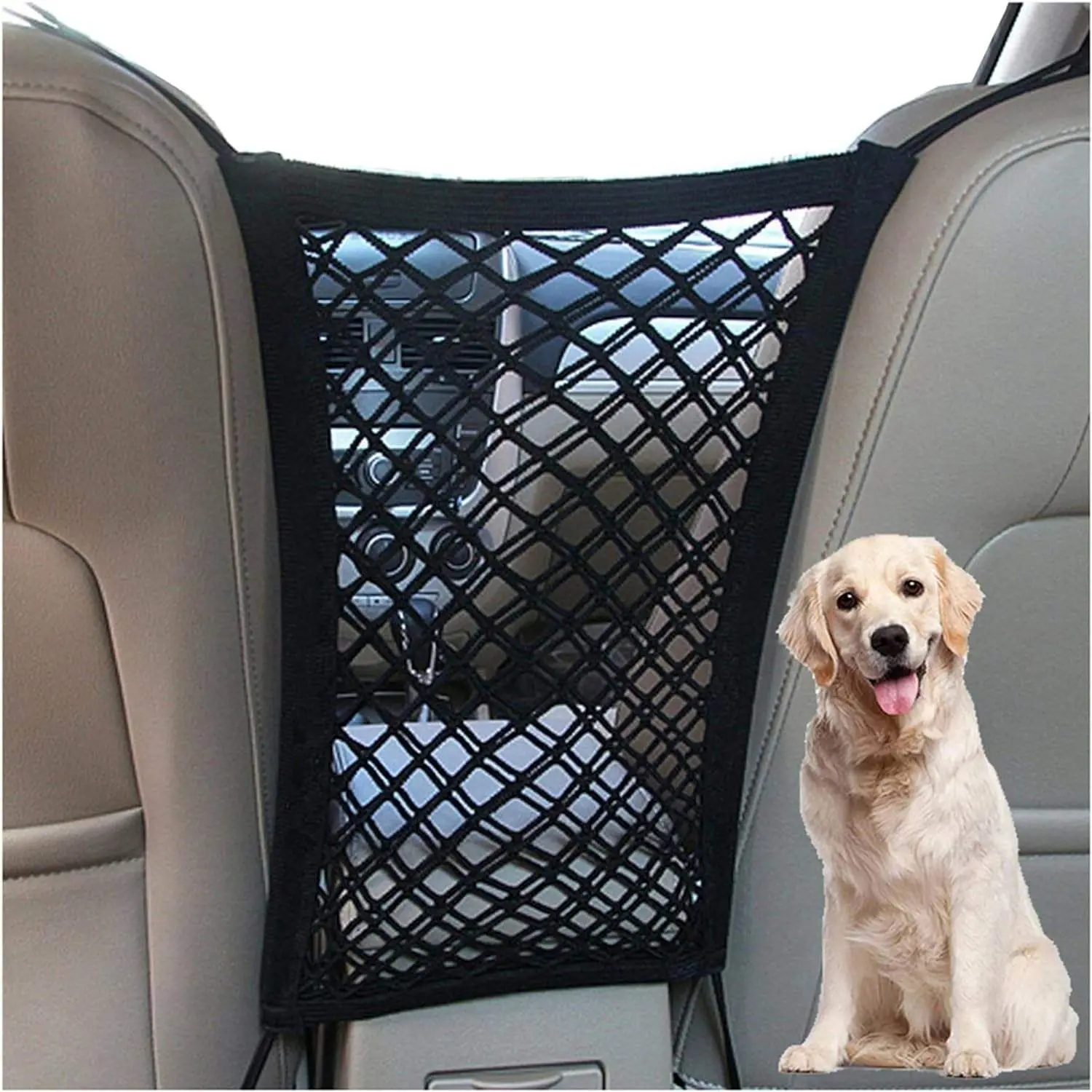 Dog Car Safety Mesh Barrier, Easy Install Adjustable Pet Seat Divider Net, Breathable Washable Lightweight Pet Isolation Net for Auto Travel Driving Protection