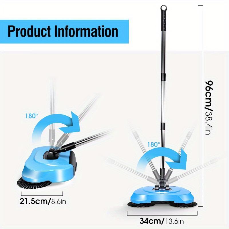 Manual Push Sweeper, Multifunctional Cleaning Tool, Long Handle Sweeper with Automatic Spinning System, Suitable for Hardwood Floor, Tile, Kitchen, Home, Office