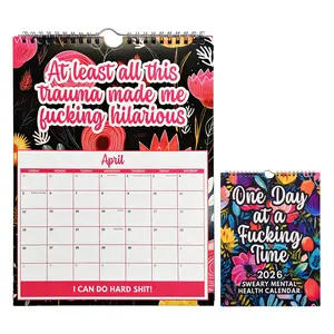 【2026 Gift】2026 Floral Humorous Calendar, Wall Planner, Non-Traditional Wall Hanging Decor, Unique Office Bedroom Decoration, Funny Quotes Design