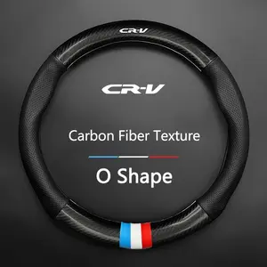 Universal Car Steering Wheel Cover, Carbon Fiber Leather, Anti-Slip, Timple Design, Fashionable, for Honda Crv Cr-V, Car Accessories