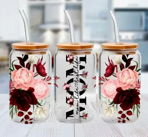 Mom Pink & Red Rose - UVDTF Wrap for cups/hard surfaces sticker Adhesive Vinyl Decal Custom Decal