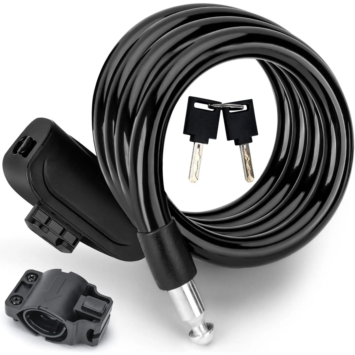 Premium Bike Lock with 2pcs Keys, Professional Bike Cable Lock of 4 Feet, Heavy Duty Bicycle Lock Cable for Strong Anti-Theft, Come with 1PCS Mounting Bracket