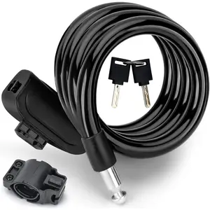 Premium Bike Lock with 2pcs Keys, Professional Bike Cable Lock of 4 Feet, Heavy Duty Bicycle Lock Cable for Strong Anti-Theft, Come with 1PCS Mounting Bracket