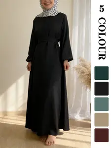 Muslim Sleepwear Simple Long Robe, Muslim Women Gowns, Perfect for Weddings/iftar Dinners/prayer, Plain Color Home Dress, Available in 5 Colors