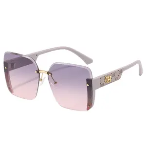 SummerVibes Women’s Rimless Square Sunglasses — High Definition Lenses, Blue Light Blocking, UV Protection, Gradient Lenses for Outdoor Travel, Beach, and Dates