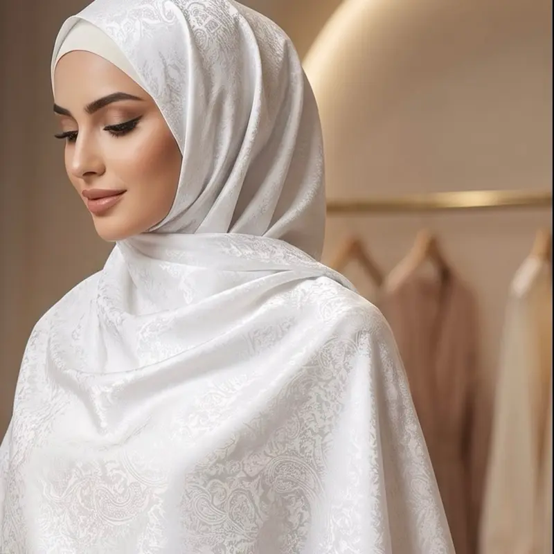Lady's White Modest Lightweight Soft Warm Shawl - Fashionable Female Scarf