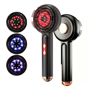 Electric Hair Scalp Massager Scalp Massage Comb 3 Modes Head Scratcher Shiatsu Massager, Hair Oil Applicator with Removable Essential Oil Storage, EMS Microcurrent Red Blue Purple Light Therapy Scalp Hair Care Comb for Women & Men