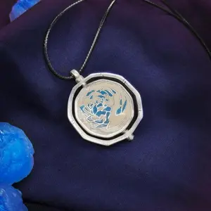 Arcane Ekko & Powder Silver-Plated Necklace, Blue Rose Pendant Gift, Unique Jewelry for Fans, League of Legends Gift, Arcane Gift
