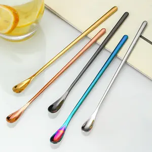 4 Piece Stainless Steel Long Handle Coffee Spoon Ice Cream Dessert Tea Stirring Spoon Picnic Kitchen Accessories Bar Tool Set