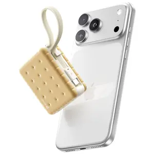 WSKEN 10000mAh Mini Power Bank, 30W Fast Charging Cookie-Shaped Portable Charger with LED Display, Compact Pocket Charger for iPhone 17/16