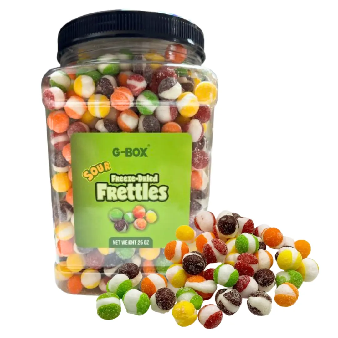 G-Box Freeze Dried Frettles Sour Flavor in Tub Jar Container - 25oz Freeze Dried Candy