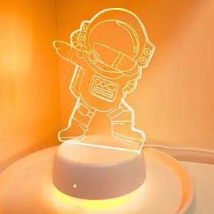 Modern Cartoon Astronaut LED Night Light, Warm Glow USB Powered Decorative Lamp for Bedroom & Living Room, Switch Control Ambiance Lighting