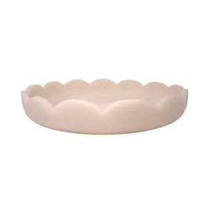 Scalloped Resin Serving Tray Large 14"  Blush