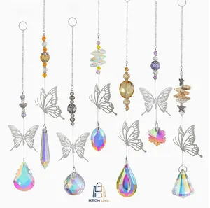7pcs Butterfly Crystal Suncatcher Prisms, Hanging Rainbow Maker with AB Coated Crystals, Window Sun Catcher Decor for Home, Garden & Wedding