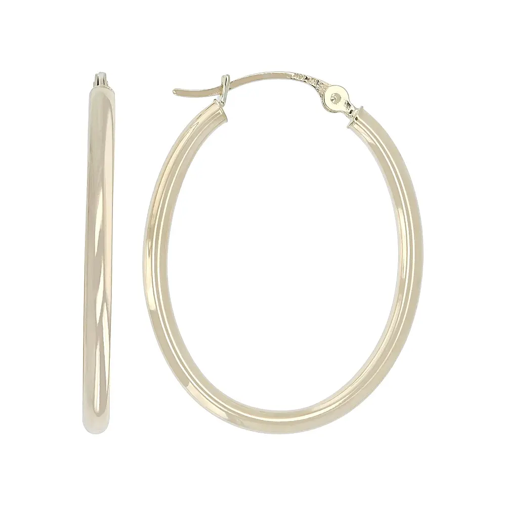 JTV 10K Yellow Gold 2mm Polished Oval Hoop Earrings