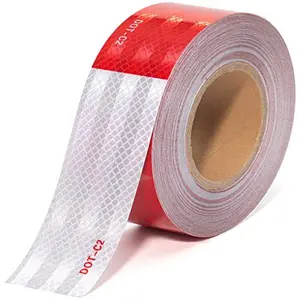 DOT-C2 Reflective Tape 2 Inch X 30 Feet Red White Reflector Adhesive Conspicuity Outdoor Waterproof Tape for Trailers, Trucks, Vehicles, Driveway, Boats, Signs