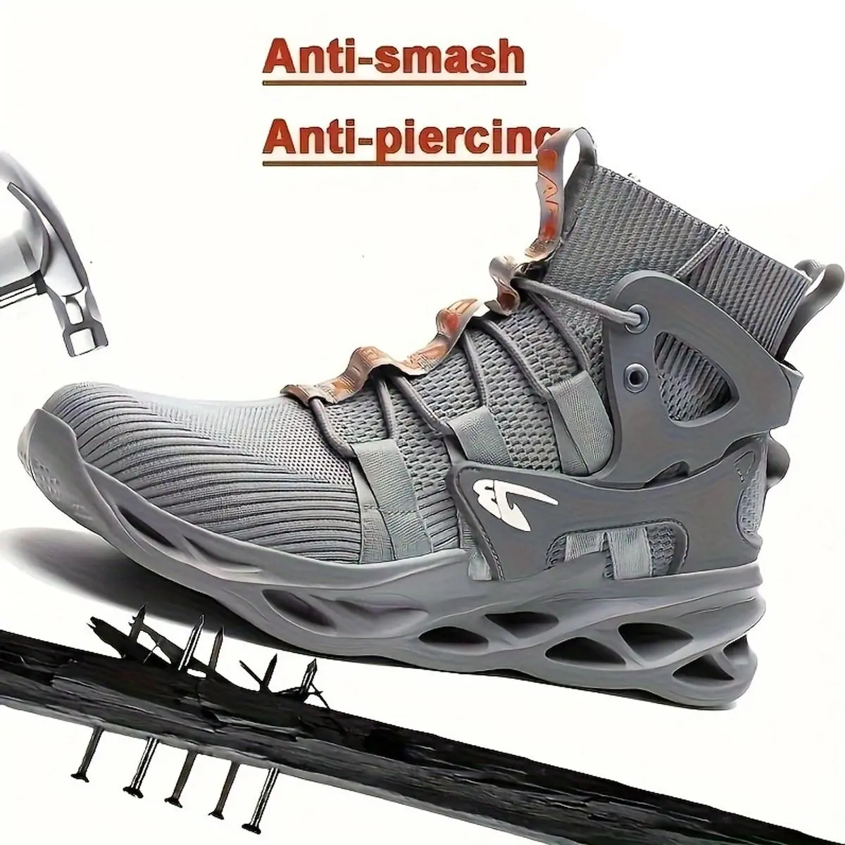Men's High-top Steel-capped Work Safety Walking Shoes - Closed, Breathable, Anti-crushing, Anti-piercing Footwear for Base Workers