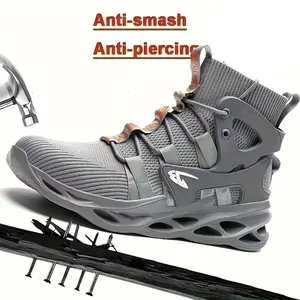 High-top Breathable Anti-crushing Anti-piercing Steel-capped Work Shoes footwear worker Men's Anti-Smashing Safety Sneakers