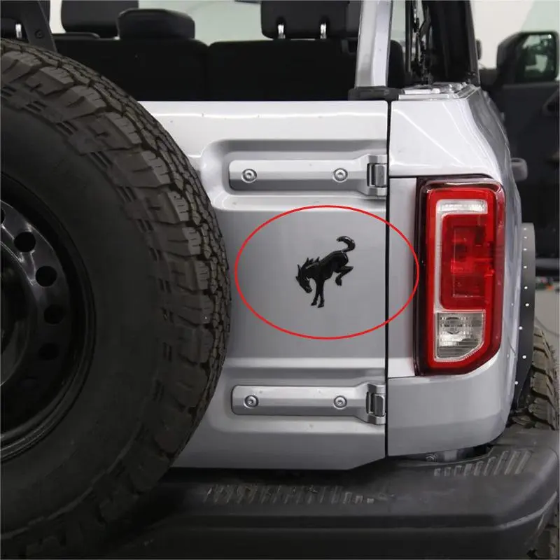 1pcS New ABS 3D Car Horse Stickers For Ford Bronco Logo Exterior Modification Tailgate Leaf Board Letters Animal Parts Badge