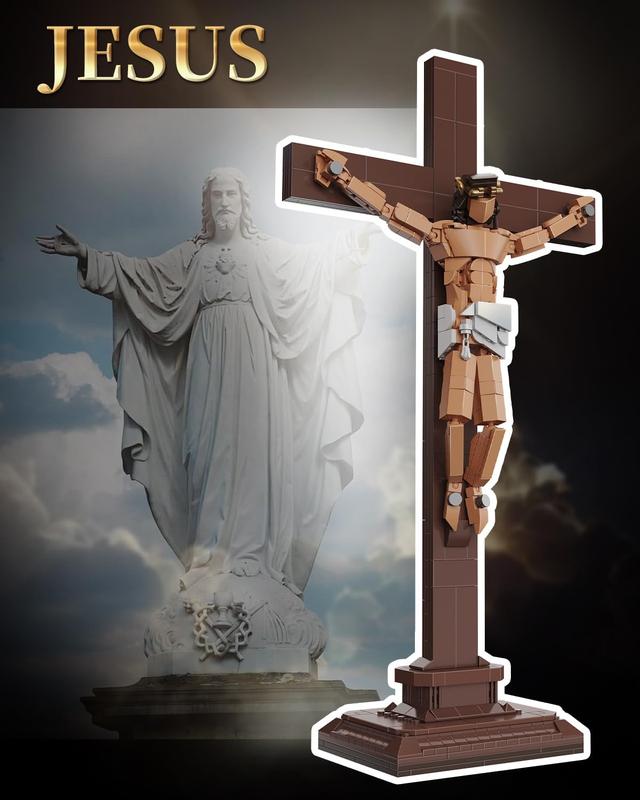 Jesus Crucifixion Building Blocks Set, Compatible Lego Religious Christian Toy Gift for Adults & Kids, Bible Story Model for Home Church Office Decor, 588 PCS