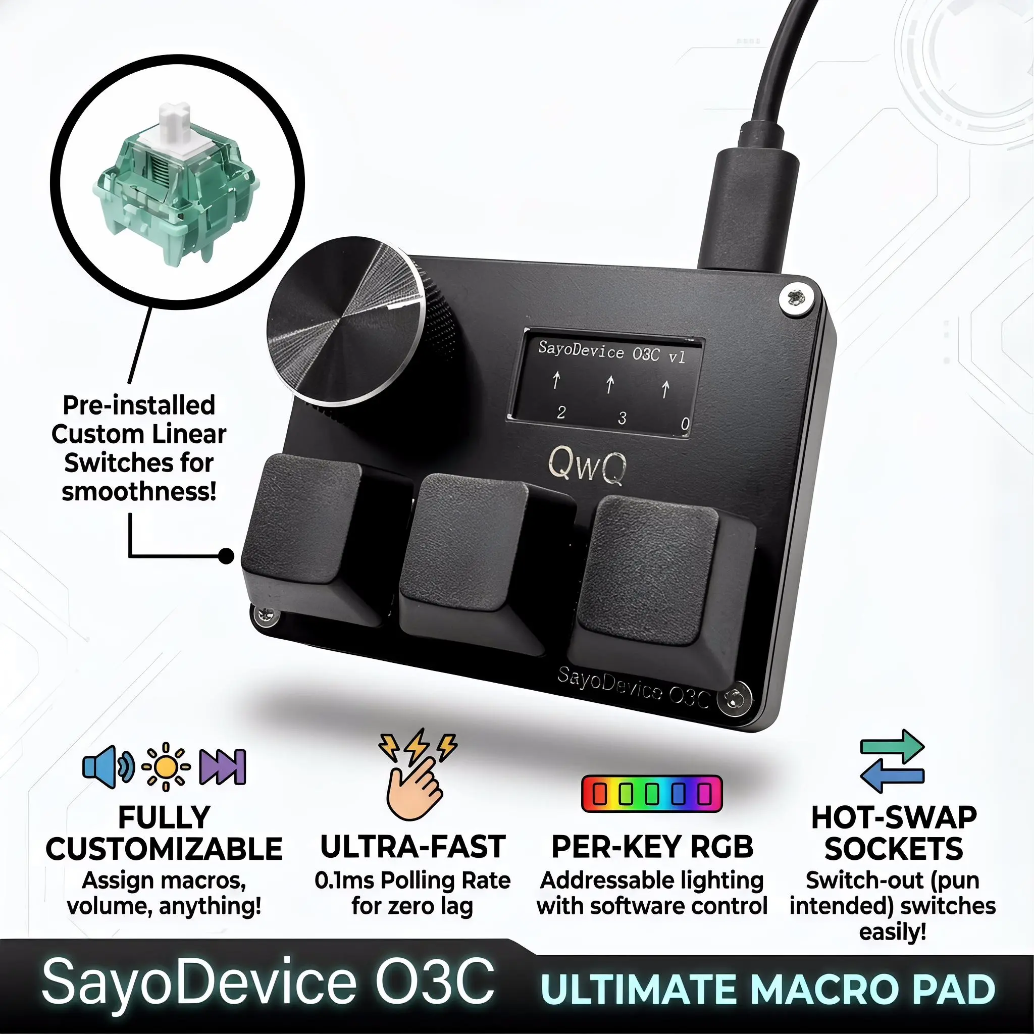 O3C SayoDevice OSU Series Pro Controller, Magnetic Pink Hall