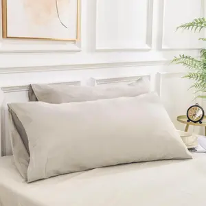 Pillowcases Set of 2, Envelope Closure Linen Feel Textured , Soft and Durable,  Cooling Pillow Cases for Bed (20x30 inch, Cream)