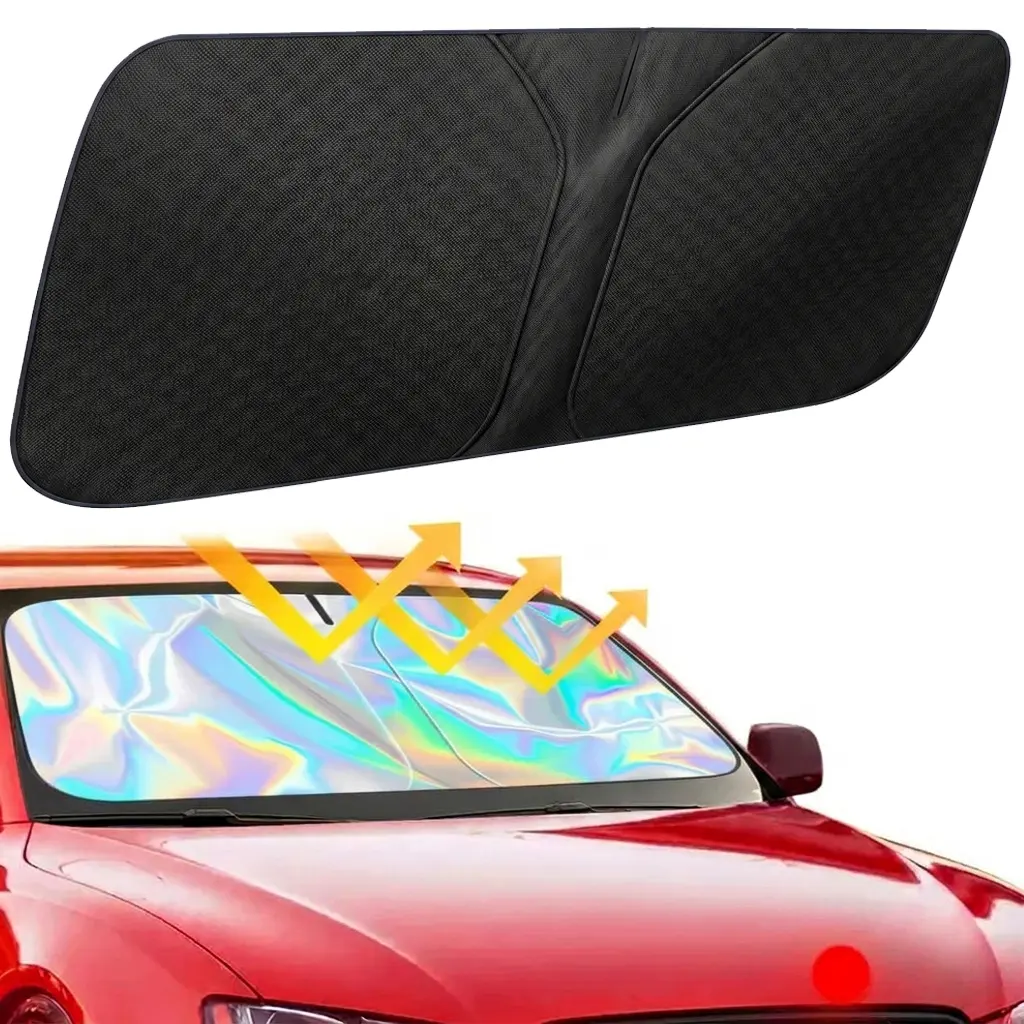 Windshield Sun Shade Umbrella - Protect Car from Sun Rays & Heat Damage Keep Cool and Protect Interior, Spring Structure Edge Medium 57" L x 31.5" W, Durable Sun Shade, Shade For Car Window