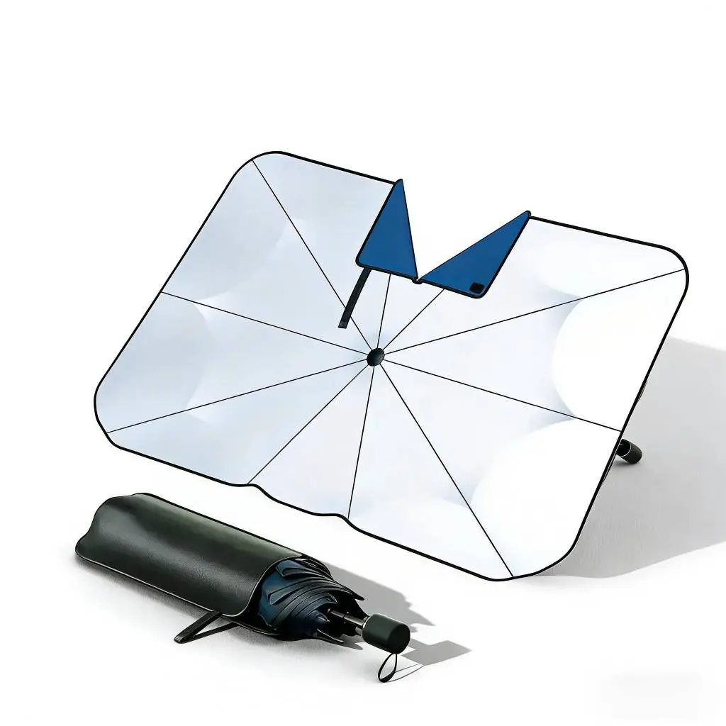 Windshield Sun Shade Umbrella – Foldable Car Sunshade with UV Protection for Front Window, Heat Insulation and Anti-Glare Auto Windshield Cover, Fits Cars, Trucks, SUVs – Easy to Install, Portable, Durable Protection for All Seasons, Size 55" L x 31" W su