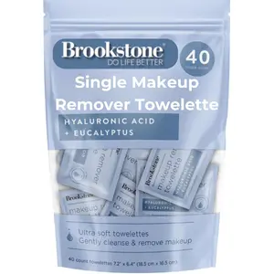 Brookstone Individual Makeup Remover Wipes - Ultra Soft, Makeup Remover Wipes Individually Wrapped, Gently Cleanse & Remove Makeup, 40 Count Makeup Wipes Individually Wrapped