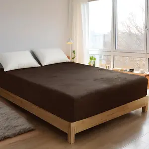 Velvet Fitted Sheet, 1 Count Soft Comfortable Elastic Bedspread for Autumn and Winter, Bedding Supplies for Home Bedroom Hotel
