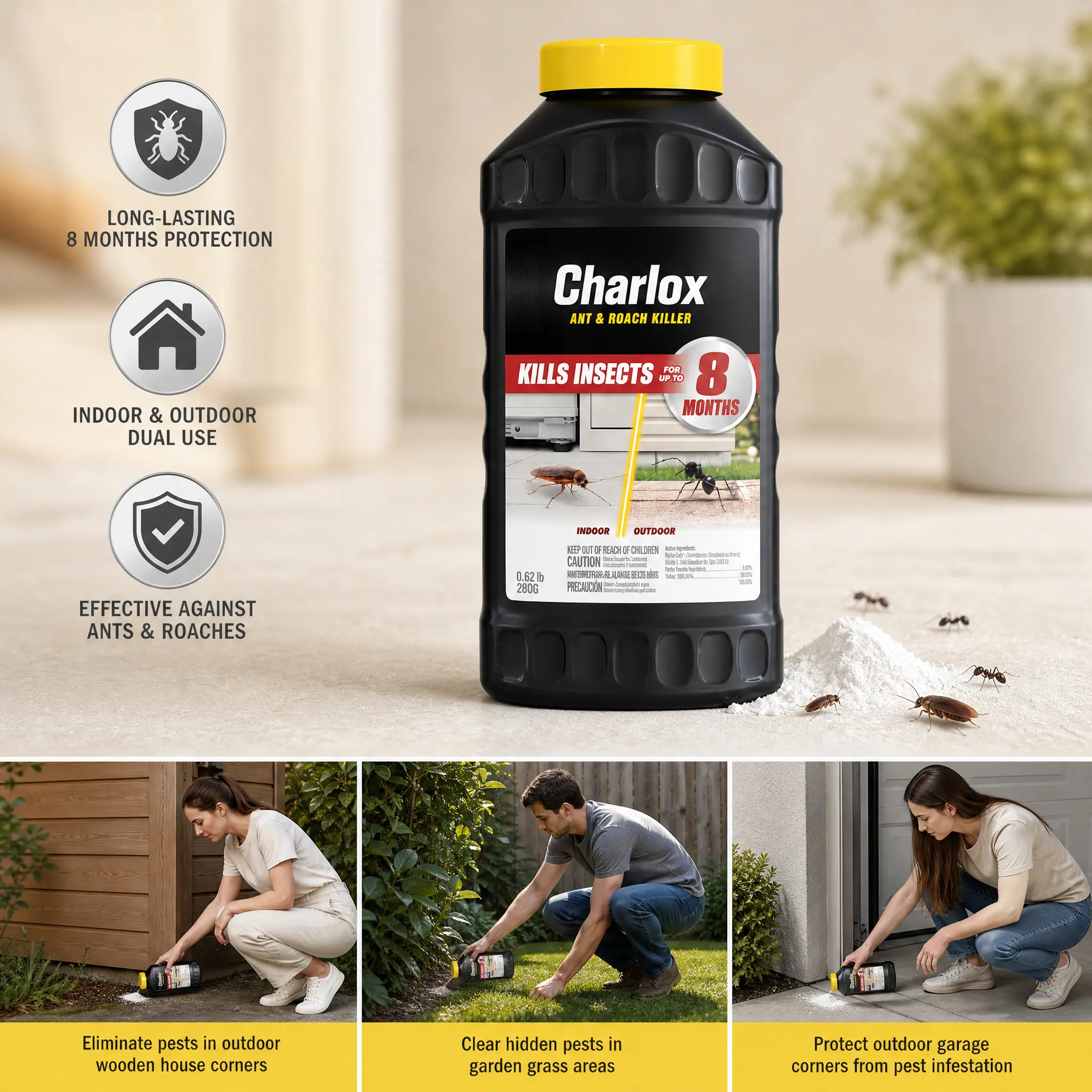 Ant and Roach Killer - Provides Long-Lasting Insect Control, Bug Killer for Indoor and Outdoor Use