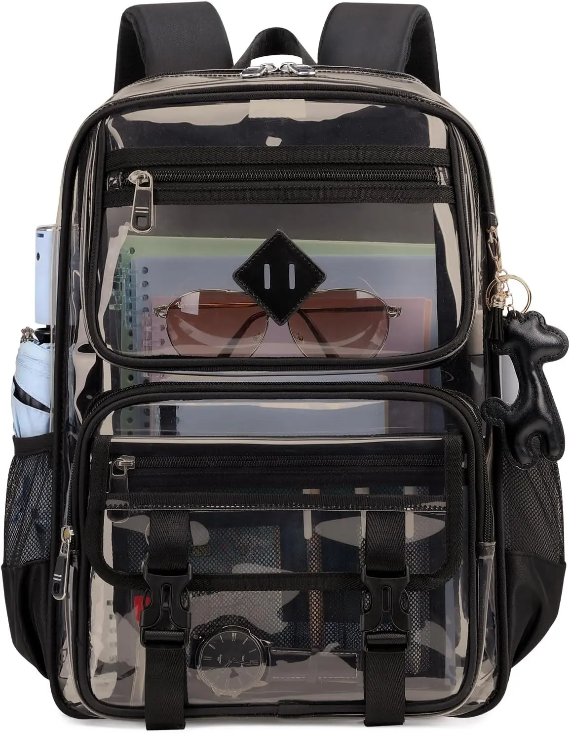 Sisipoet Clear Backpack for School, PVC Clear Bookbag Heavy Duty Transparent Backpack for Stadium Events See Through Bag