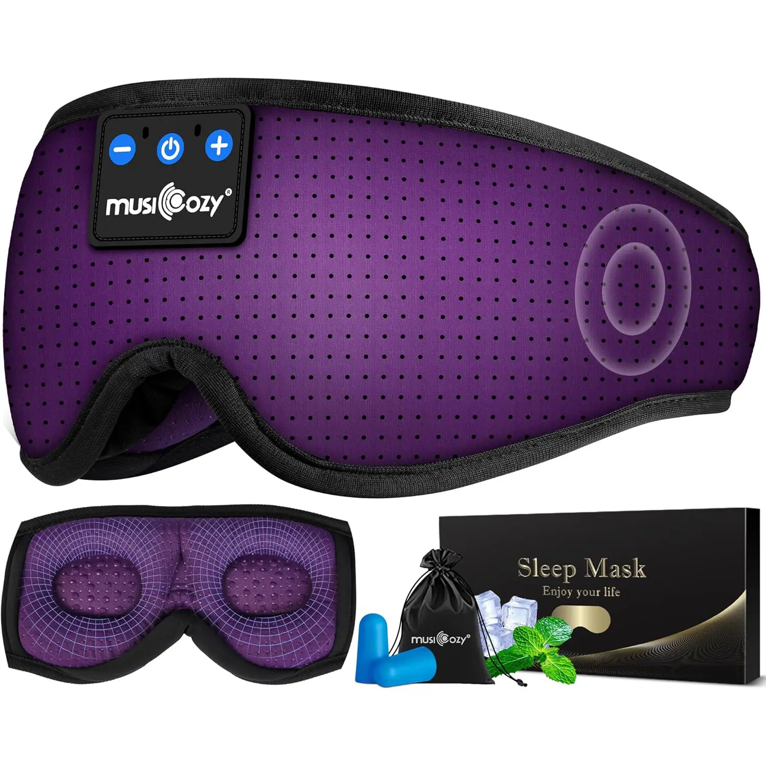 MUSICOZY Sleep Mask,3D Bluetooth Sleep Headphones for Side Sleepers,Breathable & Light-Blocking,Noise-Reducing,Ultra-Thin Stereo Speakers,Ergonomic ,Adjustable,Unisex for Travel,Office,Yoga,Gifts,SummerWins,DealsForYouDays，Father's Day Clip