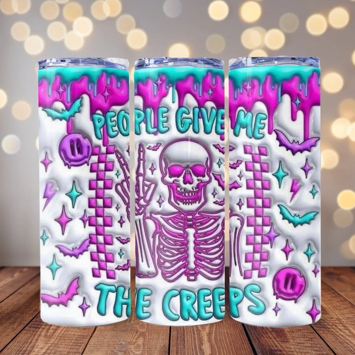 Halloween-Themed "People Give Me the Creeps" Vacuum-Insulated Tumbler Water Bottle, Reusable, Washable, Portable, Pressable, Stylish Beverage Flask for Kitchen Use, Water Bottles
