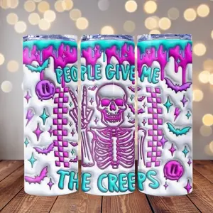 People give me the creeps tumbler Reusable Washable Portable Drinkware Bottle Cup vacuuminsulated press halloween waterbottle heatpress Flasks Stylish portable tumbler